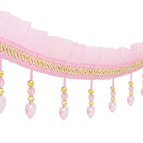 Fransenborte mit Quasten, Trimmen Vorhang Trim Nähen Fransen Trim for Lampenschirme Polsterung Draperie 12yards(Pink) von HYQOUKLR