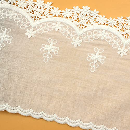 Spitzenband, Baumwoll-Spitzenbesatz, weiß und beige, 13,5 cm breit, 14,7 m lang(Beige) von HYQOUKLR