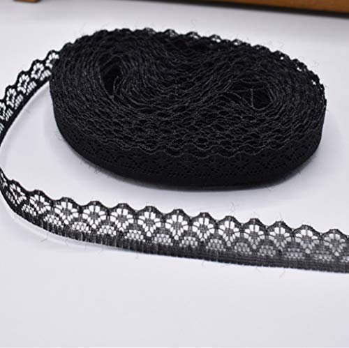 Spitzenband, Besticktes Spitzenbesatzband, Polyester, 9,1 m, 14 mm Breite, 23 Muster, mehrfarbig(Black) von HYQOUKLR