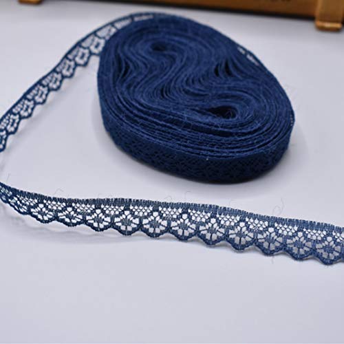 Spitzenband, Besticktes Spitzenbesatzband, Polyester, 9,1 m, 14 mm Breite, 23 Muster, mehrfarbig(Navy) von HYQOUKLR