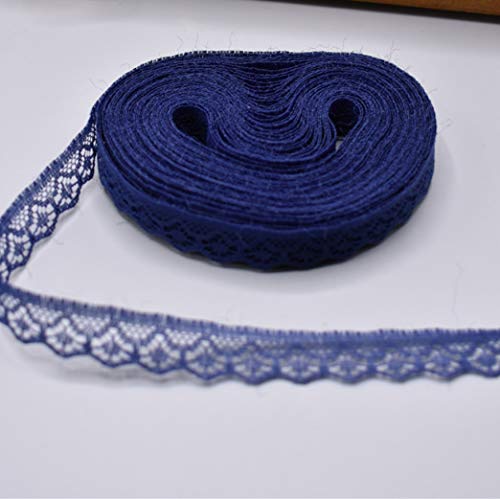 Spitzenband, Besticktes Spitzenbesatzband, Polyester, 9,1 m, 14 mm Breite, 23 Muster, mehrfarbig(Navy Blue) von HYQOUKLR
