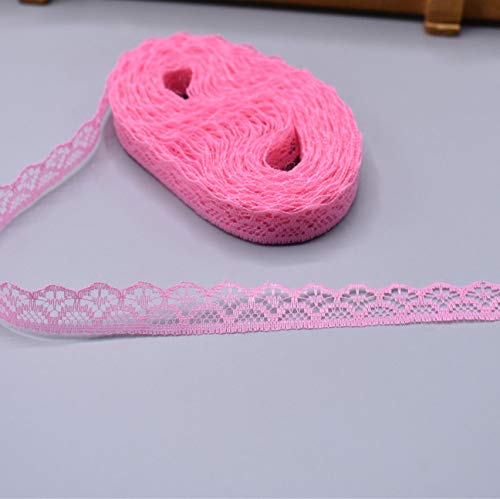 Spitzenband, Besticktes Spitzenbesatzband, Polyester, 9,1 m, 14 mm Breite, 23 Muster, mehrfarbig(Rose Red) von HYQOUKLR
