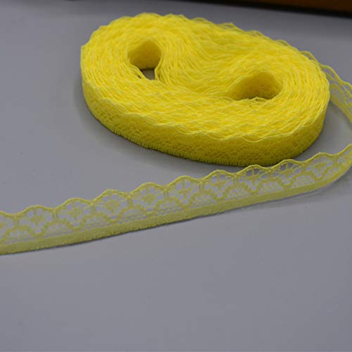 Spitzenband, Besticktes Spitzenbesatzband, Polyester, 9,1 m, 14 mm Breite, 23 Muster, mehrfarbig(Yellow) von HYQOUKLR