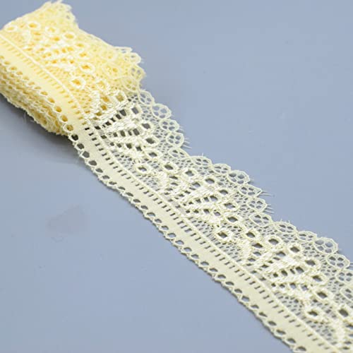 Spitzenband, Elastischer Spitzenbesatz, 30 mm, 2 oder 10 Yards, mehrfarbig(Beige,30mm 10 Yards) von HYQOUKLR