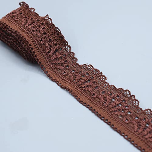 Spitzenband, Elastischer Spitzenbesatz, 30 mm, 2 oder 10 Yards, mehrfarbig(Deep Coffee,30mm 2 Yards) von HYQOUKLR