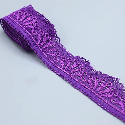 Spitzenband, Elastischer Spitzenbesatz, 30 mm, 2 oder 10 Yards, mehrfarbig(Purple,30mm 10 Yards) von HYQOUKLR