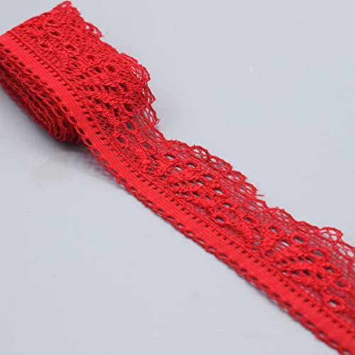 Spitzenband, Elastischer Spitzenbesatz, 30 mm, 2 oder 10 Yards, mehrfarbig(Red,30mm 2 Yards) von HYQOUKLR