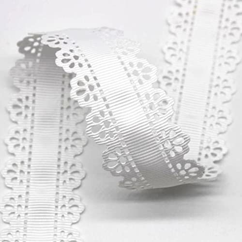 Spitzenband, Ripsband mit gewelltem Rand, Spitzenbesatz, for Bastelarbeiten, Schleifen, Geschenke, mehrfarbig, 30 mm x 9,1 m(3) von HYQOUKLR