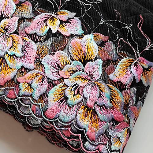 Spitzenband, Spitzenbesatz, floral bestickt, Schwarz, 20,8 cm, 1 Yard von HYQOUKLR