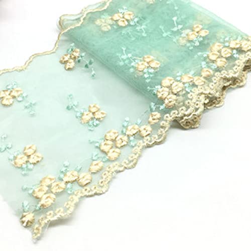 Spitzenband, Spitzenbesatz mit Blumenmuster, 14 cm breit, 91,4 cm breit, mehrfarbig, Polyester, for Basteln und Nähen(Green) von HYQOUKLR