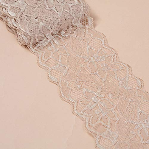Spitzenband, Spitzenbesatzbänder, 8 cm breit, 18 Stück, mehrfarbig(Beige) von HYQOUKLR