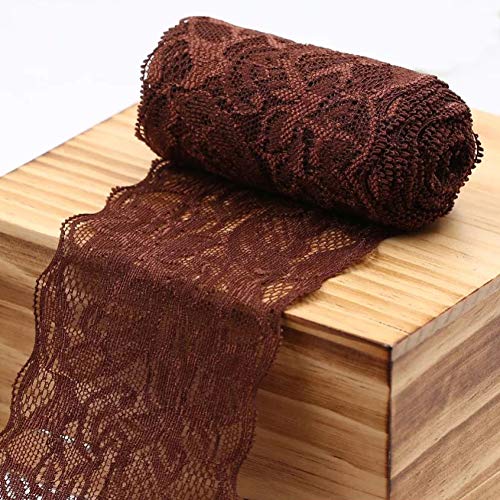 Spitzenband, Spitzenbesatzbänder, 8 cm breit, 18 Stück, mehrfarbig(Dark Coffee) von HYQOUKLR