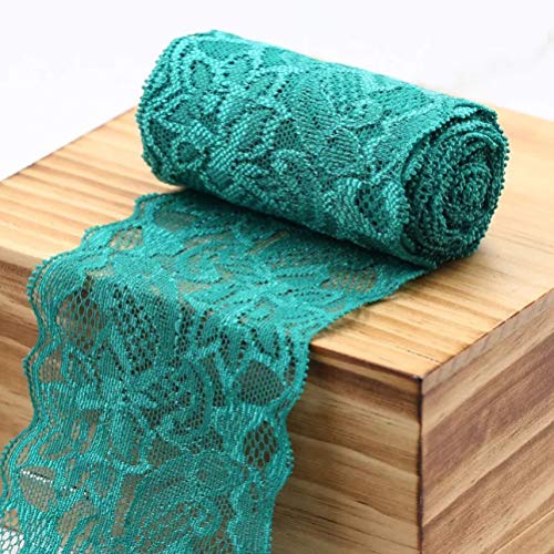 Spitzenband, Spitzenbesatzbänder, 8 cm breit, 18 Stück, mehrfarbig(Dark Green) von HYQOUKLR