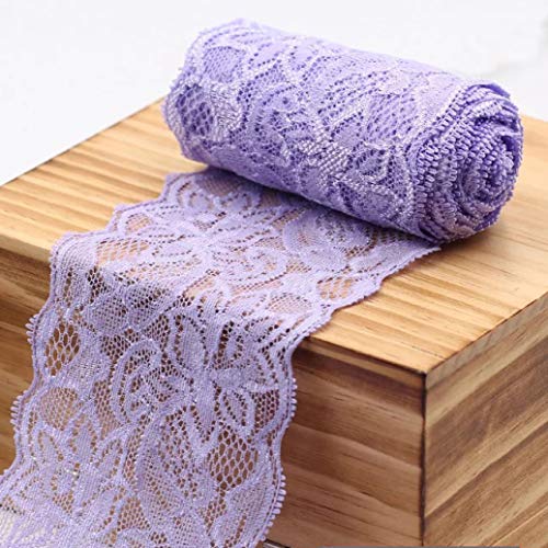 Spitzenband, Spitzenbesatzbänder, 8 cm breit, 18 Stück, mehrfarbig(Light Purple) von HYQOUKLR