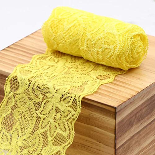 Spitzenband, Spitzenbesatzbänder, 8 cm breit, 18 Stück, mehrfarbig(Light Yellow) von HYQOUKLR