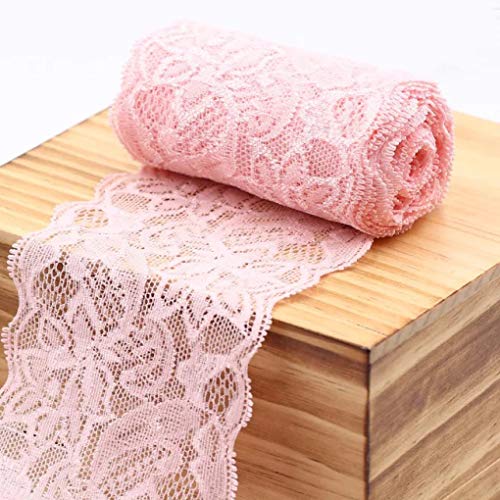 Spitzenband, Spitzenbesatzbänder, 8 cm breit, 18 Stück, mehrfarbig(Pink) von HYQOUKLR