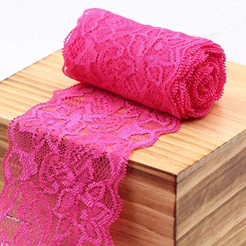 Spitzenband, Spitzenbesatzbänder, 8 cm breit, 18 Stück, mehrfarbig(Rose Red) von HYQOUKLR