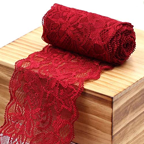 Spitzenband, Spitzenbesatzbänder, 8 cm breit, 18 Stück, mehrfarbig(Wine Red) von HYQOUKLR