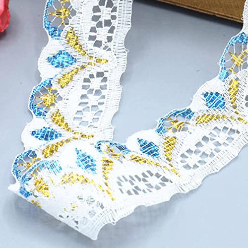 Spitzenband, Spitzenbesatzband mit Blumenmuster, 30 mm x 9,1 m, mehrfarbig(Blue) von HYQOUKLR