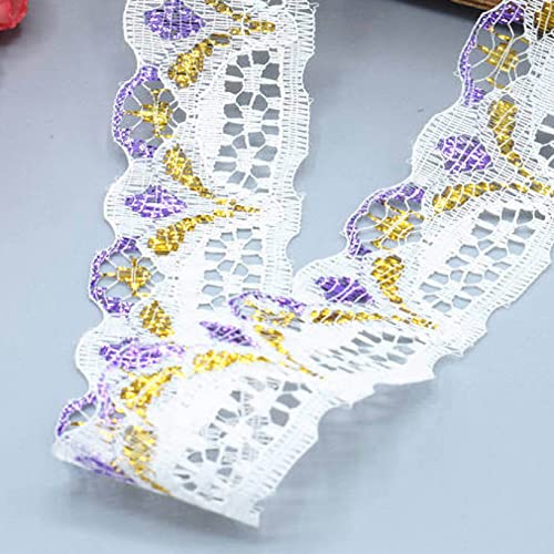 Spitzenband, Spitzenbesatzband mit Blumenmuster, 30 mm x 9,1 m, mehrfarbig(Purple 2) von HYQOUKLR