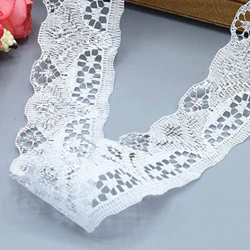 Spitzenband, Spitzenbesatzband mit Blumenmuster, 30 mm x 9,1 m, mehrfarbig(Silver) von HYQOUKLR