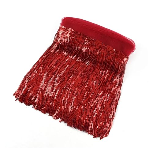 breite Quaste, Spitzenbesatz, Pailletten-Fransen-Quastenbesatz, 10/18 cm x 1/2/4 Yards, Mehrfarbig(5red,10cm-1Yard) von HYQOUKLR