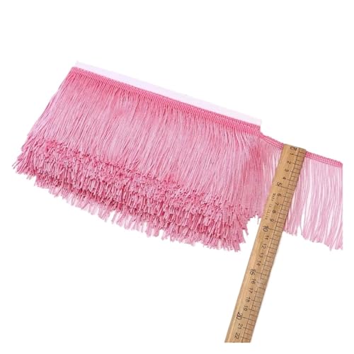 breite Quaste, Spitzenbesatz, Seidenfransen-Quasten-Spitzenbesatz, 10 cm breit, 9,1 m, Mehrfarbig(Pink) von HYQOUKLR