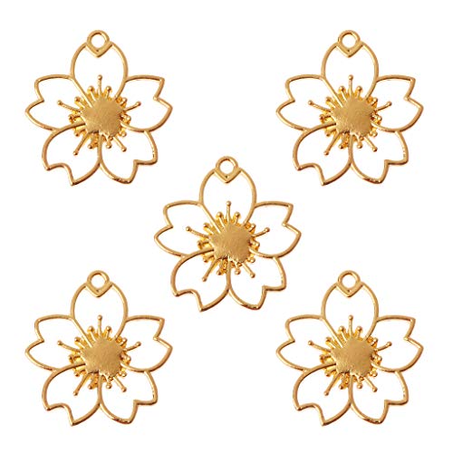 HYROOY Set mit Blumenanhänger aus Kunstharz, handgefertigt, für Schmuckherstellung, gepresste Blumen, Kunst-Legierung von HYROOY