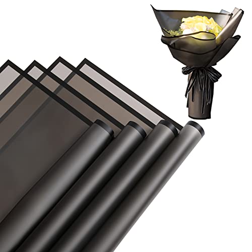 HYSSINOWRAP 20 Blatt Geschenkpapier, Blumenverpackung, Blumenstrauß, Geschenkpapier, Koreanisches Floristenbedarf, 57,9 x 57,9 cm (schwarz) von HYSSINOWRAP