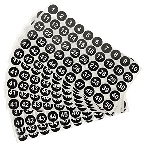 HYTROVE 10 Blatt Runde Digitale Aufkleber mit Fortlaufenden Zahlen pro Praktische Nummernaufkleber für Klassenzimmer und Organisation von HYTROVE