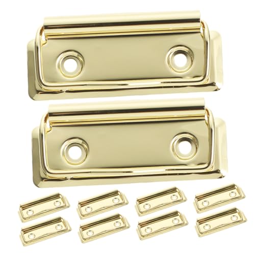 HYTROVE 10 Stück Klemmbrett Clips Metall Clips für Büro Schule Dokumentenhalter Vielseitig Einsetzbar Einfach zu Bedienen Gold für Notizen Präsentationen von HYTROVE