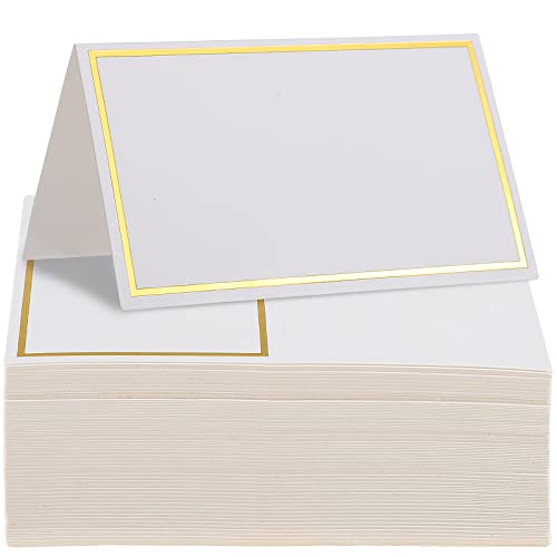 HYTROVE 100 Stück Tischkarten mit Goldprägung Blanko Platzkarten für Hochzeiten Partys und Veranstaltungen Stilvolle Namensschilder zur Sitzordnung und Tischdekoration von HYTROVE