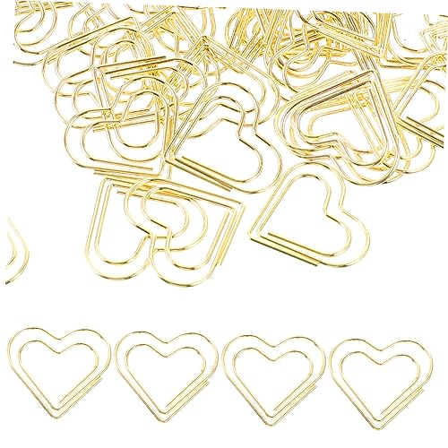 HYTROVE 100Stücke Herz Büroklammern aus Metall Niedliche Büroklammern Gold Langlebige Dokumentenklammern für Büro Schule und Kreative Organisation HYTROVE 100Stücke Herz Büroklammern aus Metall Niedliche Büroklammern Gold Langlebige Dokumentenklammern für Büro Schule und Kreative Organisation von HYTROVE
