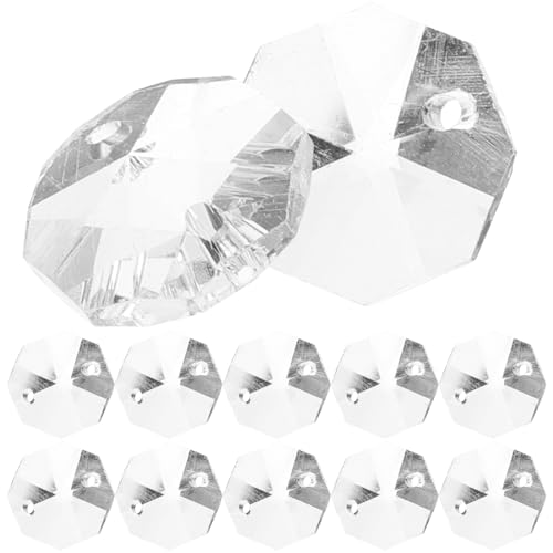 HYTROVE 100Stücke Klare Glasperlen Vorhangperlen DIY Dekoration Doppelloch Design für Bastelprojekte Achteckige Perlen für Hochzeiten und HYTROVE 100Stücke Klare Glasperlen Vorhangperlen DIY Dekoration Doppelloch Design für Bastelprojekte Achteckige Perlen für Hochzeiten und von HYTROVE