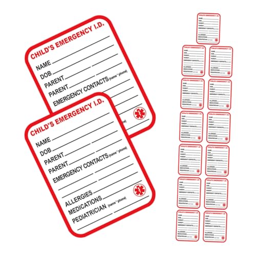 HYTROVE 15 Stücke Notfall Medizinische Informationen Aufkleber Informationen Tag Kinder Auto Identifikation Label Kinder Aufkleber von HYTROVE