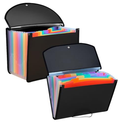 HYTROVE 2 Stück PVC Aktenordner Tragbare Dokumentenmappe mit Mehreren Fächern für Effektive Büroorganisation für Schule und Zuhause Schwarz von HYTROVE