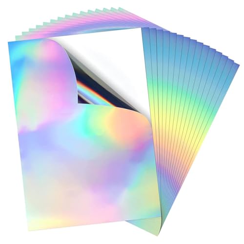 HYTROVE 20 Blatt Holographische Papieraufkleber Selbstklebende DIY Dekoration für Tassen Poster und Scrapbooking für Kreative Bastelprojekte von HYTROVE