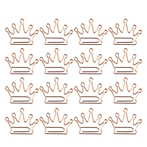 HYTROVE 24 Stück Krone Förmige Büroklammern Roségold Kreative Lesezeichen für Party Büro und Schule Dekorative Papierclips mit Starker Haltekraft und Robustem Design von HYTROVE