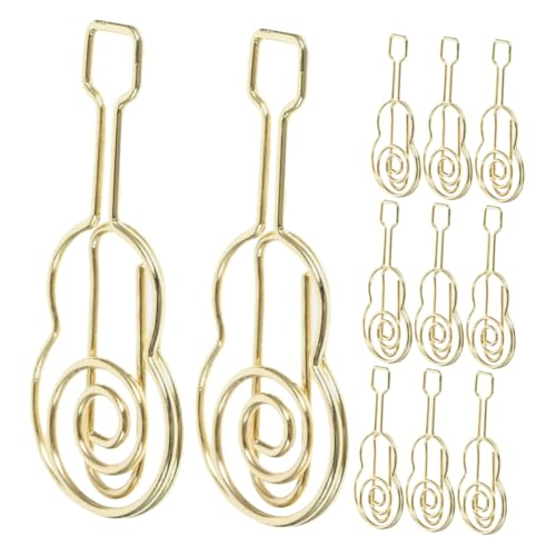 HYTROVE 30 Stück Guitar Shaped Paper Clips Teiliges aus Stabilem Metall Goldene Büroklammern für Notizen und Dokumente Praktische Lesezeichen und Buchmarker für Effiziente Organisation von HYTROVE