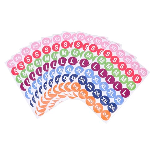 HYTROVE 350 Stück Kleidung Aufkleber Bunte Selbstklebende Rundetiketten für T Shirts Geeignet für Xs bis Xxxl Lösung Größenlabeln und Organisieren von HYTROVE