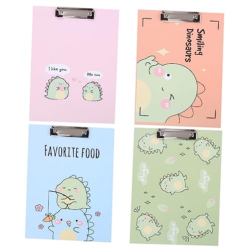 HYTROVE 4 Stück Cartoon Klemmbrett Teiliges Multifunktions Clipboard für Büro und Schule Blau Grün Orange Stabiler Papierhalter für Dokumente und Notizen von HYTROVE