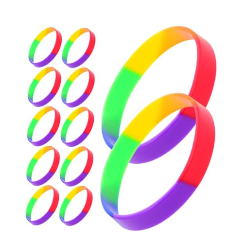HYTROVE 42 Stück Teiliges Bunte Silikonarmbänder Pride Sports Wristbands Elastische Lgbt Rubber Bracelets in Regenbogenfarben für Erwachsene Party Festival Zubehör von HYTROVE