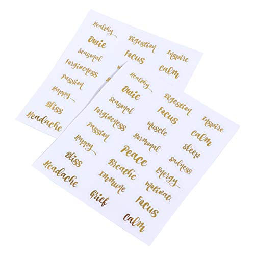 HYTROVE 5 Blätter Bögen Etiketten für Ätherische Öle Selbstklebende Flaschenaufkleber mit Goldenen Buchstaben zur Einfachen Organisation und Identifikation Ihrer Ölbottles von HYTROVE