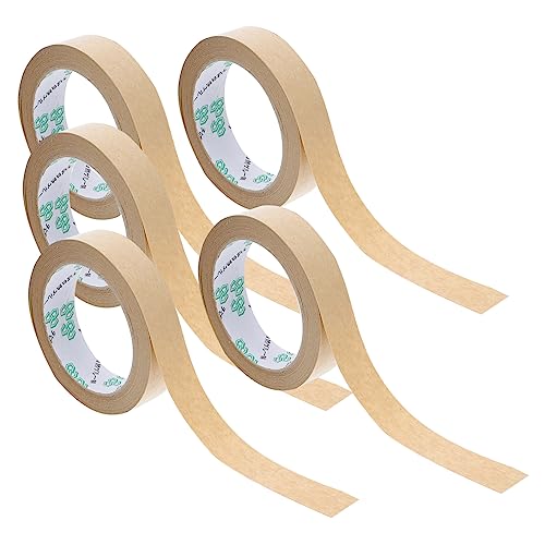 HYTROVE 5 Stück Kraftpapier Klebeband Umweltfreundliche Gummierte Klebebänder Stark Haftend Wasserfest für Verpackungen und Bastelarbeiten von HYTROVE