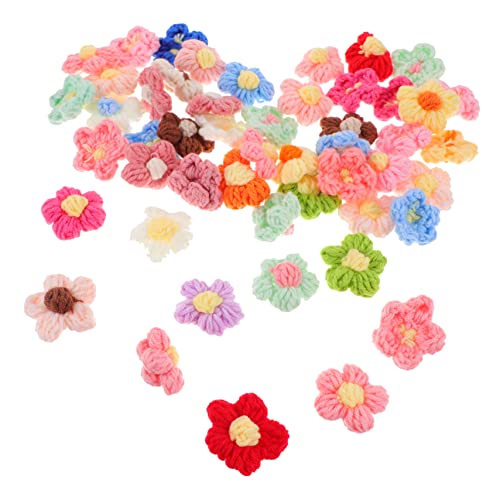 HYTROVE 50 Stück Häkelblumen Patches Dekorative Wollflicken für Kleidung Taschen und Kostüme DIY Blumenapplikationen für Kreative Bastelprojekte Farben Zufällig Zufällige Zufällige Farbe von HYTROVE