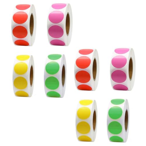 HYTROVE 8 Rollen Runde Farbkennzeichnungsaufkleber Selbstklebende Dots für Bürobedarf pro Rolle Markieren Beschriften und Organisieren von Dokumenten von HYTROVE