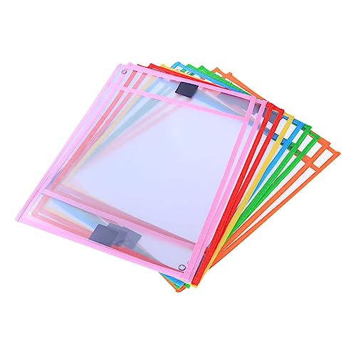 HYTROVE 8 Stück Teiliges Abwischbare Dokumententaschen aus PVC Klare Wiederverwendbare Hüllen für Schule Büro und Zuhause für Arbeitsblätter und Übungsfragen Zufällige Zufällige Farbe von HYTROVE