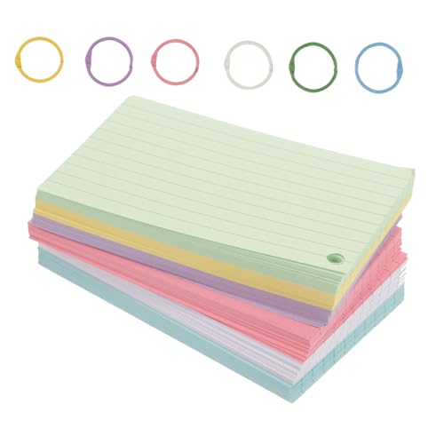 HYTROVE Farbenfrohe Karteikarten mit Ringen Blanko Flashcards für Effektives Lernen Tragbar für Notizen Büro und Reisen Farben mit Metallringen HYTROVE Farbenfrohe Karteikarten mit Ringen Blanko Flashcards für Effektives Lernen Tragbar für Notizen Büro und Reisen Farben mit Metallringen von HYTROVE