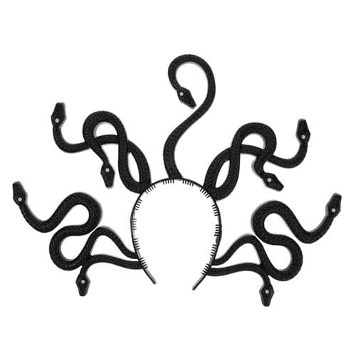 HYTROVE Glänzendes Goldfarbenes Schlangen Haarband mit Strasssteinen Griechischer Medusa Stil Großer Halloween Kopfschmuck für Karneval Maskerade und Kostümparty Zubehör von HYTROVE