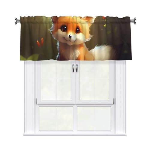 HYTTER Niedliche Baby-Fuchsmuster, kurze Vorhänge mit Volantstange, 137,2 x 45,7 cm, Lichtfilterung, einfache Installation für Küche, Bad, Waschküche, Studio HYTTER Niedliche Baby-Fuchsmuster, kurze Vorhänge mit Volantstange, 137,2 x 45,7 cm, Lichtfilterung, einfache Installation für Küche, Bad, Waschküche, Studio von HYTTER